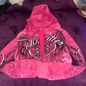 Cropped pink y2k zip up